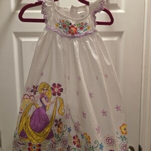 Disney Rapunzel White Dress with Colorful Floral Embroidery